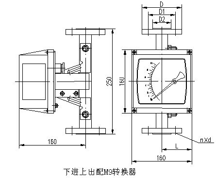 數(shù)顯金屬管浮子流量計(jì)外形尺寸圖